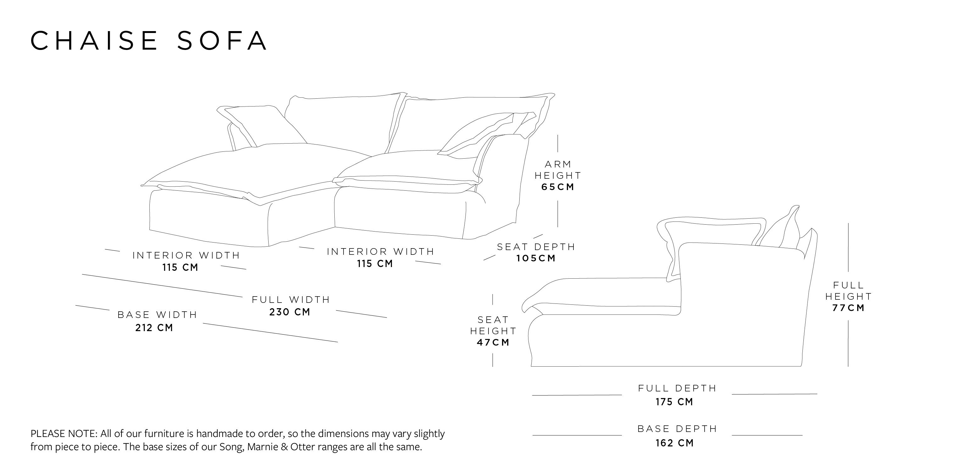 Chaise Sofa | Song Range Size Guide