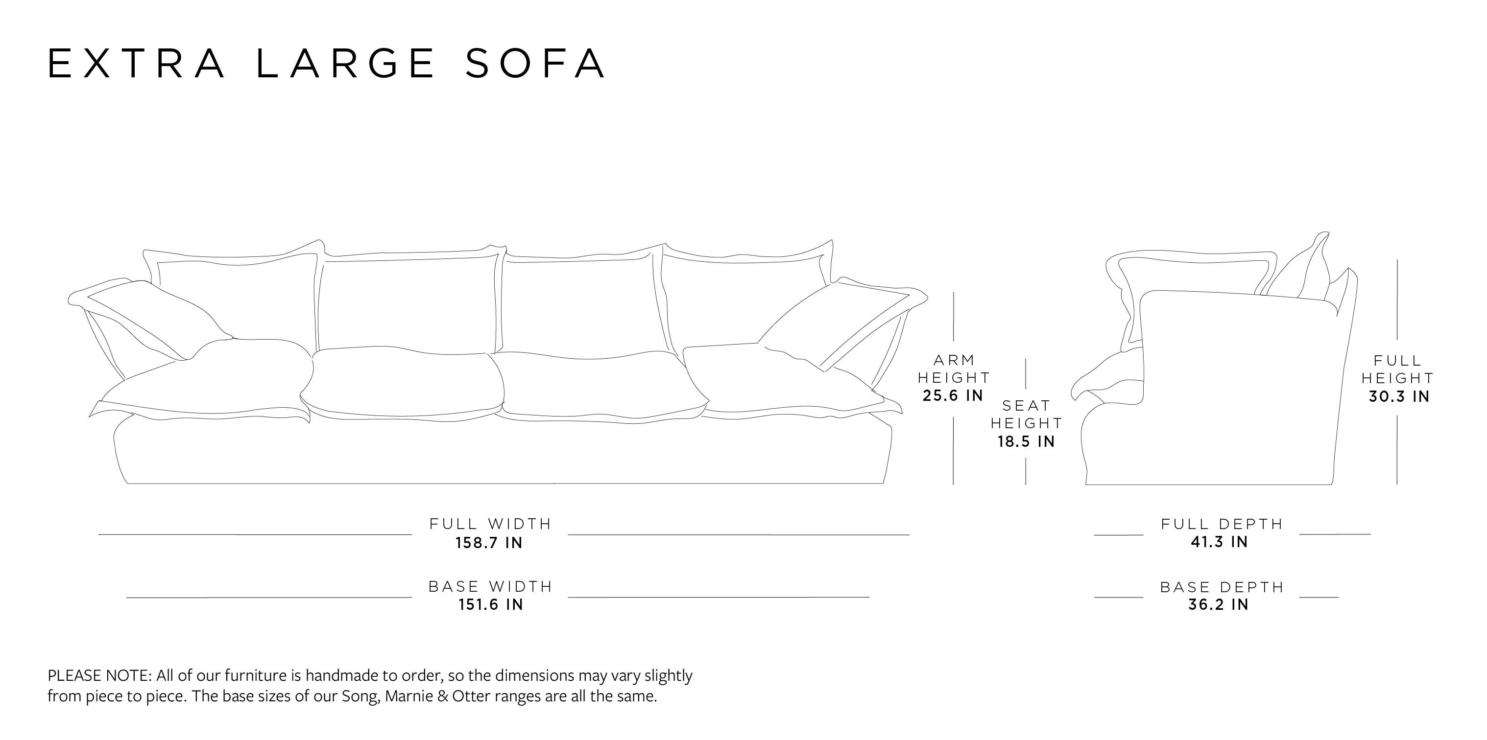 Extra Large Sofa | Marnie Range Size Guide