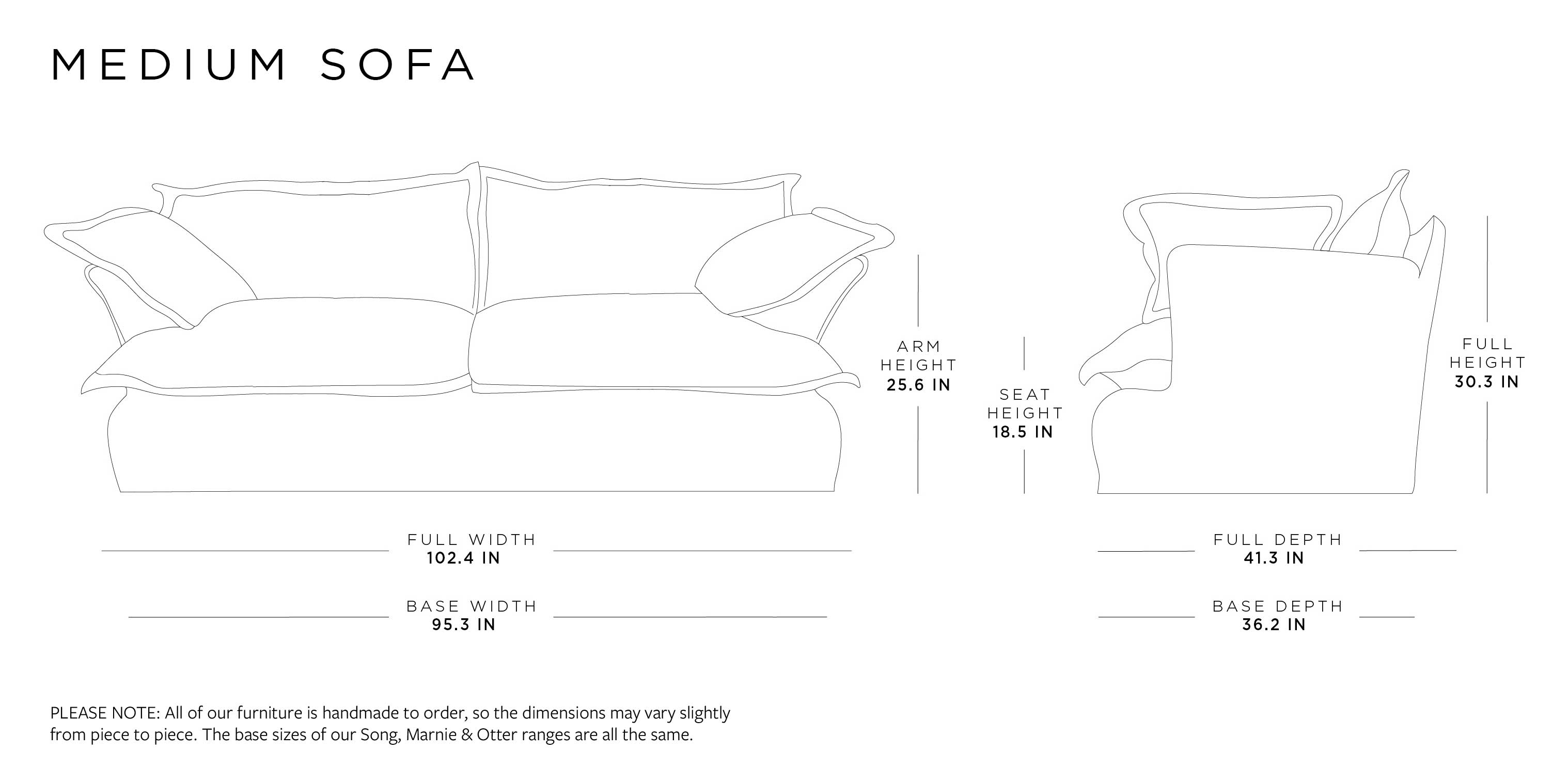 Medium Sofa | Otter Range Size Guide